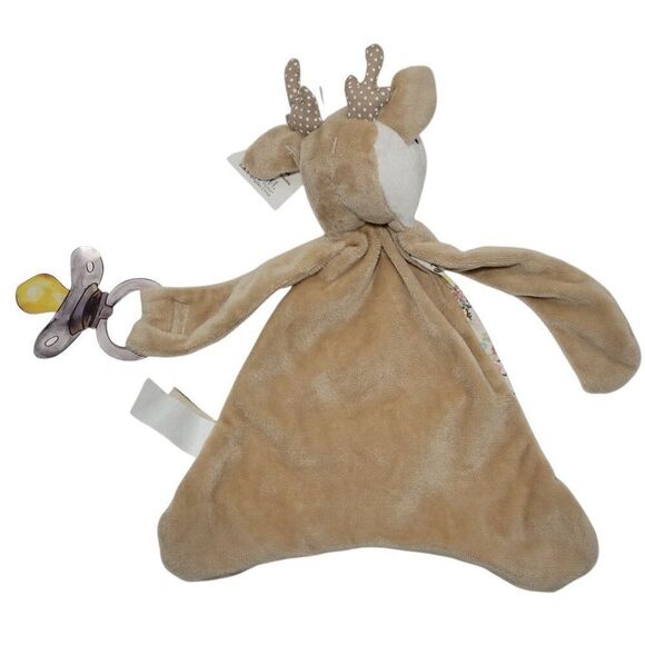 Maison Chic Farrah the Fawn Deer Lovey Paci Holder Blankie Pink Tan Floral NEW - Picture 3 of 15
